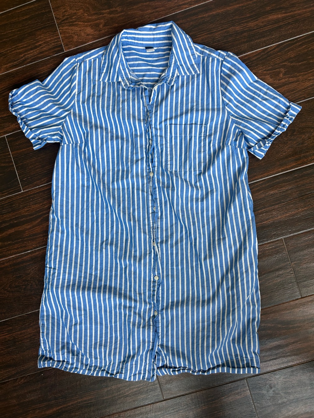 Old Navy Blue And White Vertical Striped Button Up Dress Size Small